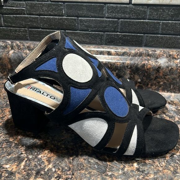 RIALTO Shoes Saffron Women's Sandal, Navy Multi/Suedette, 9M - Picture 4 of 12